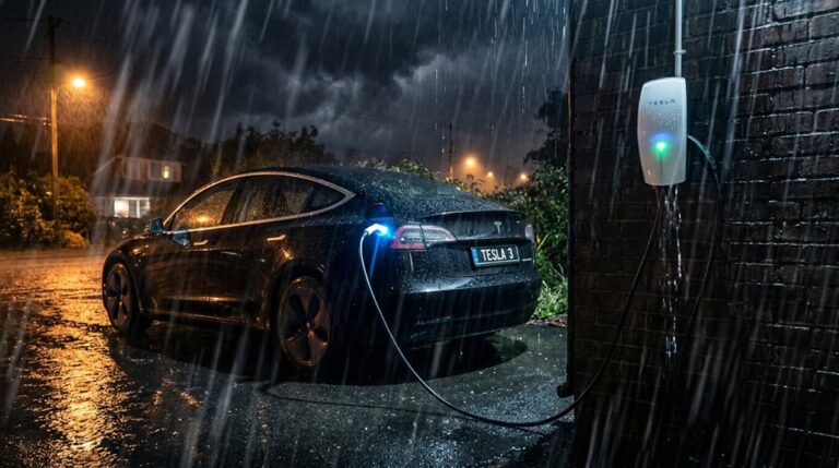 safe tesla charging during rain