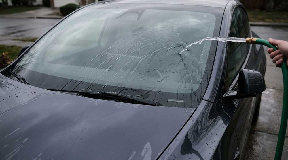 How To Spray Water on a Tesla Windshield