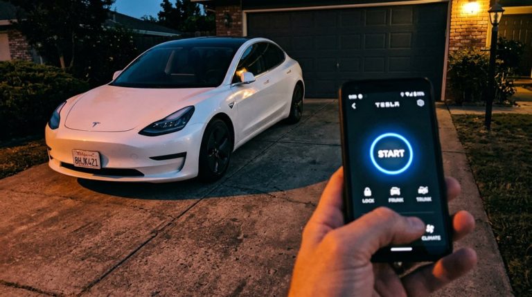 start tesla app start button