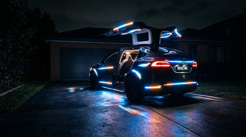 start tesla model x lightshow