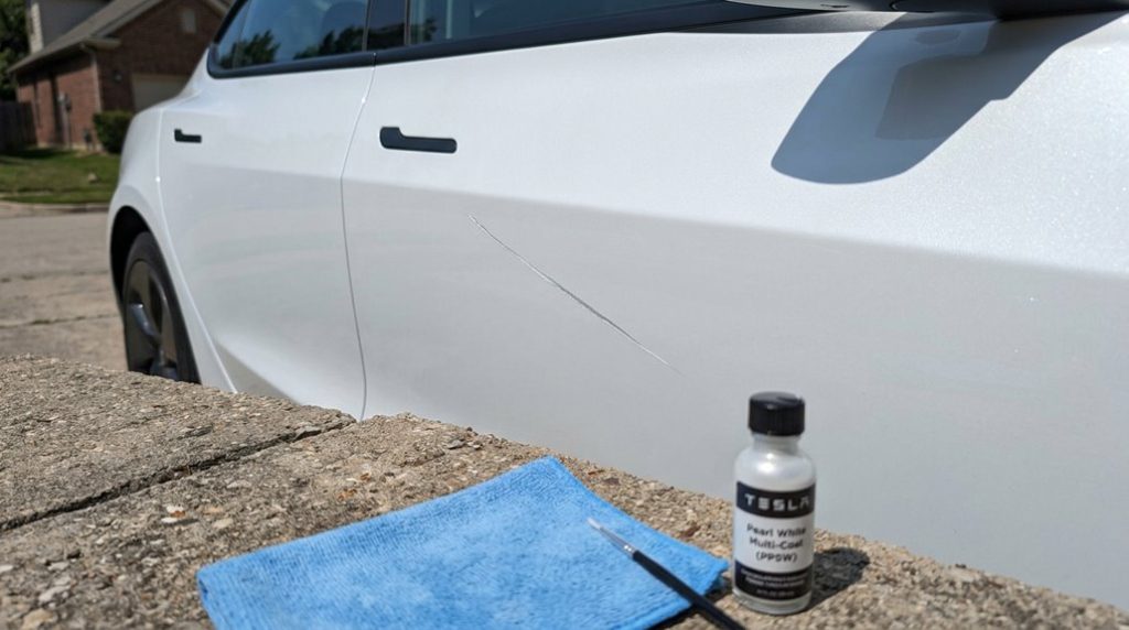 tesla exterior paint scratch repair