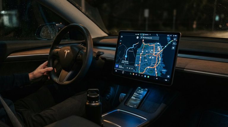 use waze via tesla browser