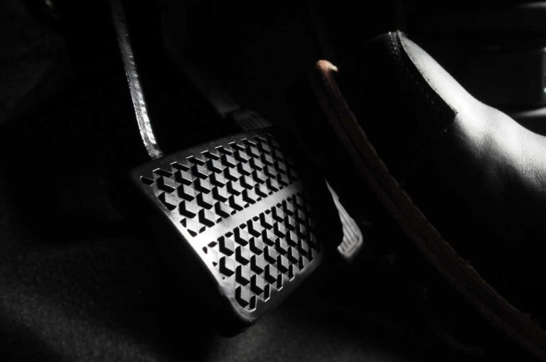 Accelerator-And-Breaking-Pedal-In-A-Car-Close-Up-The-Foot-Pressing-Foot-Pedal-Of-A-Car-To-Drive-Ahead